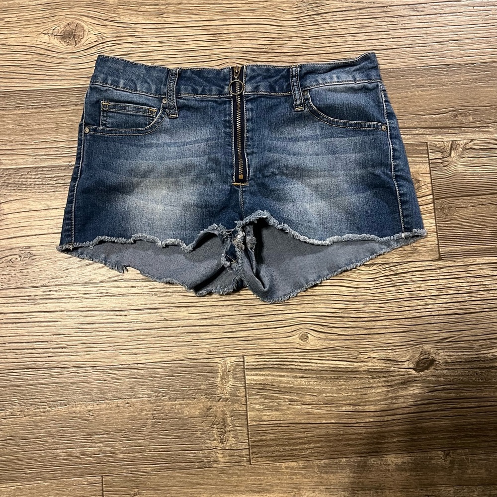 Sky and Sparrow Blue Jean Shorts Distressed Frayed Hem